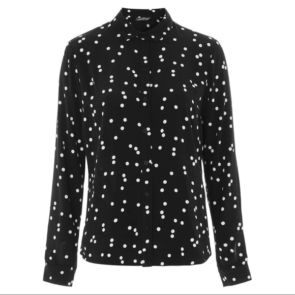 Topshop Spot Classic Shirt in Black - Picture 1 of 8